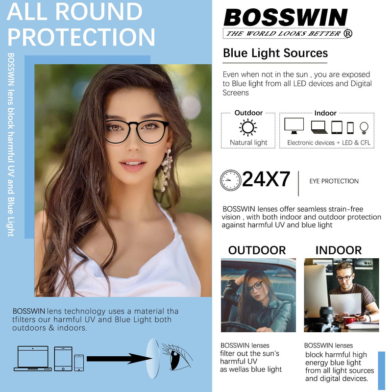 BOSSWIN Blue Light Blocking Glasses for women/men - 4Pack Computer Reading/Gaming/TV/Phones Glasses Anti UV Glare Eyestrain A-1 Black+douhua+transparent+pink - BeesActive Australia