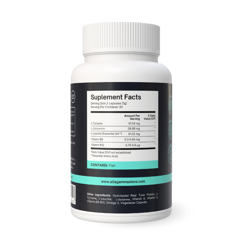 Nootropic Supplement - Focus, Memory Booster, Productivity & Energy Vitamins for Women & Men - Nootropics Brain Support Supplement with Vitamin B12 & L Tyrosine, 60 Capsules