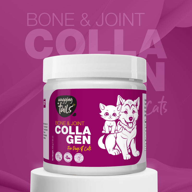 Wagging Tails Collagen Peptide Topper Powder | Skin & Coat + Bone & Joint - 7.05 oz Each | for Dogs & Cats of All Breeds | Easy to Digest | No Added Flavour