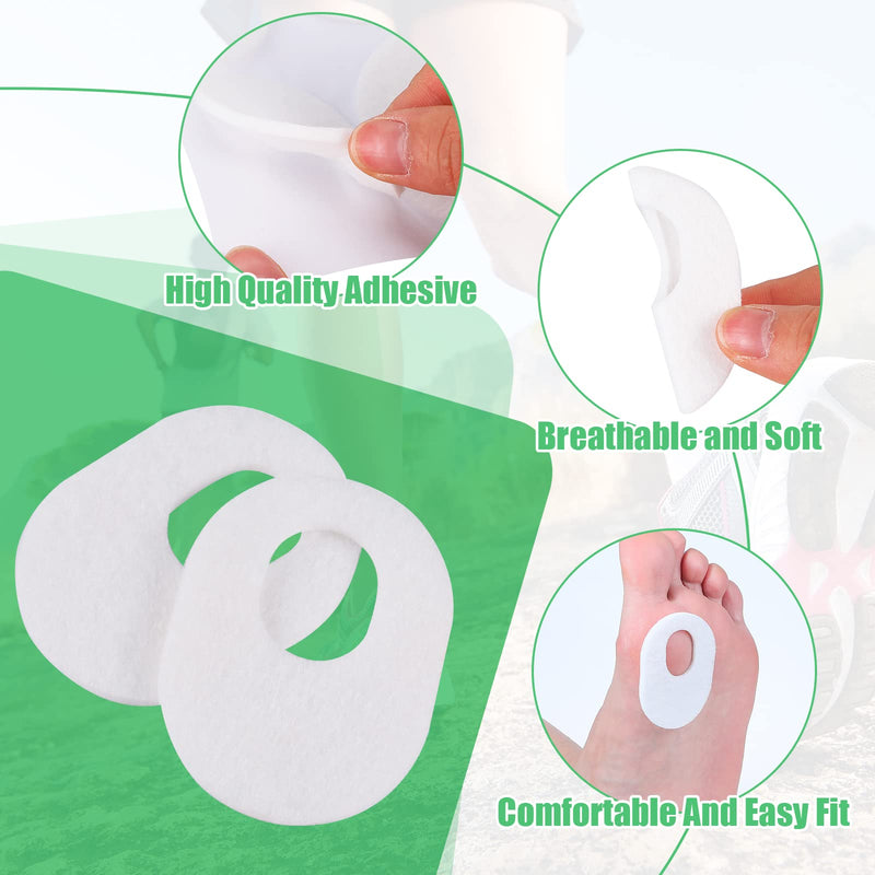 WILLBOND 60 Pcs Callus Pads Soft Felt Callus Oval Shape Corn Pads for Bottom of Foot Adhesive Foot Corn Cushion for Men and Women Feet Toes Heel Pain Relief (White) White - BeesActive Australia