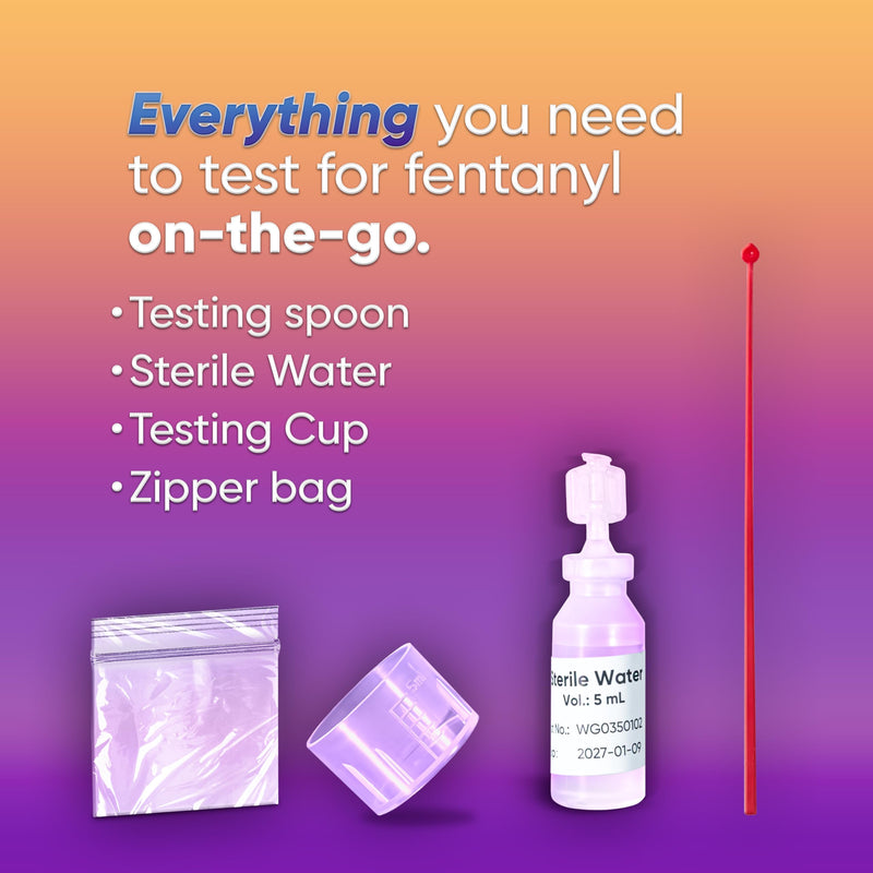 SAFE LIFE Fentanyl Test Strips – Detects Fentanyl and Analogs in Powders, Liquids, and Pills, Highly Sensitive with 10ng/mL Cut-Off, 5 Test Kit with Cups & Spoons, No Interference from MET/MDMA/COC