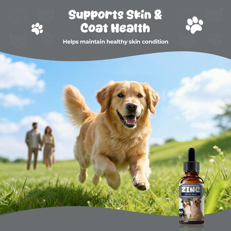 Zinc Drops for Dogs - Liquid Zinc Supplement for Skin & Coat Health, Immune Support Trace Mineral, Bacon Flavored Dog Supplement, Easy Daily Zinc for Dogs, 2 fl oz (60 mL)