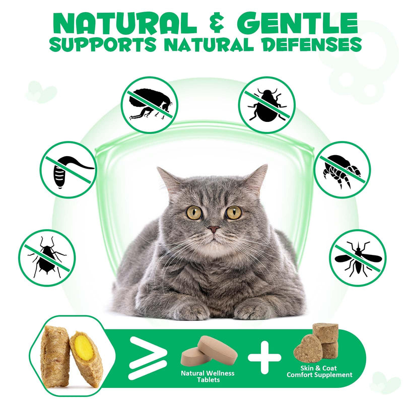 Specifically Formulated for Cats, Chewable Tablets for Cats & Kittens, Daily Support for Flea & Tick Defense, Immune Health & Gut Care, All Breeds & Ages, 30 Chewable Supplements