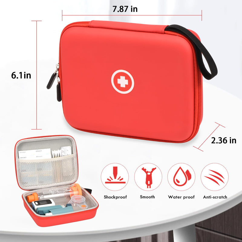 Fukumi Hard Travel Case for Asthma Inhaler, Inhaler Spacer Case for Kids and Adults, Masks, Asthma Accessories Case with Mesh Pocket for Medicine and Other Accessories, Red (Case Only) - BeesActive Australia