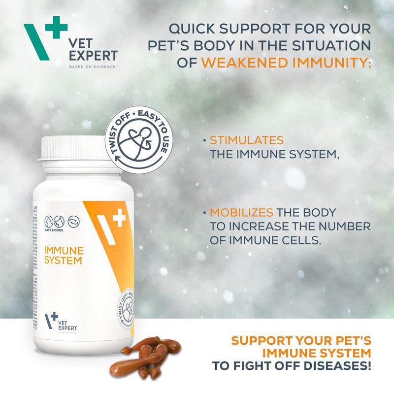 Vet Expert Immune System Support Supplement for Dogs and Cats – Boosts the Immune System with Beta-Glucan, HMB, and Echinacea Purpurea Extract – 30 Twist-Off Capsules