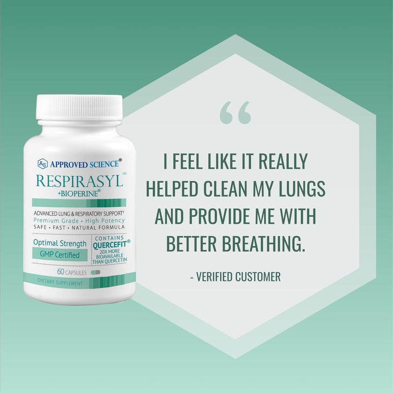 Approved Science® Respirasyl - Lung and Respiratory Support - with Quercefit, Vitamins A,C,D, BioPerine - 60 Capsules - Made in the USA 60 Count (Pack of 1)