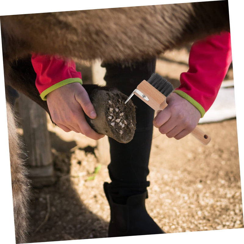 Hemoton Wooden Handle Horse Hoof Cleaning Brush Metal Bristles Horseshoe Repair Tool for Equine Cattle Hoof Care for Equestrian Supplies