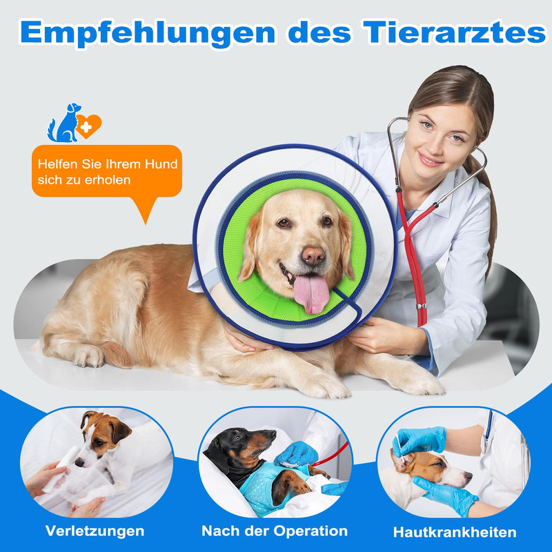 Soft Dog Cone for Large Medium and Small Dogs Post Surgery, Comfortable Elizabethan Dog Collars, Adjustable Protective Neck Cone for Pets M Blue - BeesActive Australia