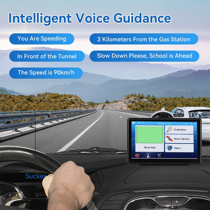 JFX GPS Navigator for Car Truck RV, 7" Touchscreen GPS Navigation System for Car with 2026 Map, Voice Turn-by-Turn Guidance, Speed & Red Light Warning, Custom Truck Routing, Free Lifetime Updates - BeesActive Australia