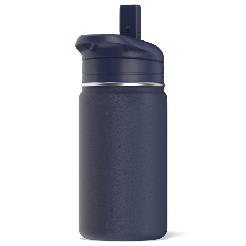 Hydrapeak Mini 14oz Kids Water Bottle with Straw Lid, Stainless Steel Double Wall Insulated Water Bottle for Kids | Leak-Proof and Spill-Proof Kids Water Bottle for School, 24 Hours Cold (Navy) Navy - BeesActive Australia