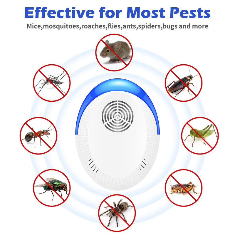 6 Pack Ultrasonic Mouse Repellent - Indoor Ultrasonic Pest Repeller for Mosquito, Mice, Rats, Roach, Rodent, Spider, Bug, Electronic Mosquito Repellent Ultrasonic Plug in for Indoor, House, Garage