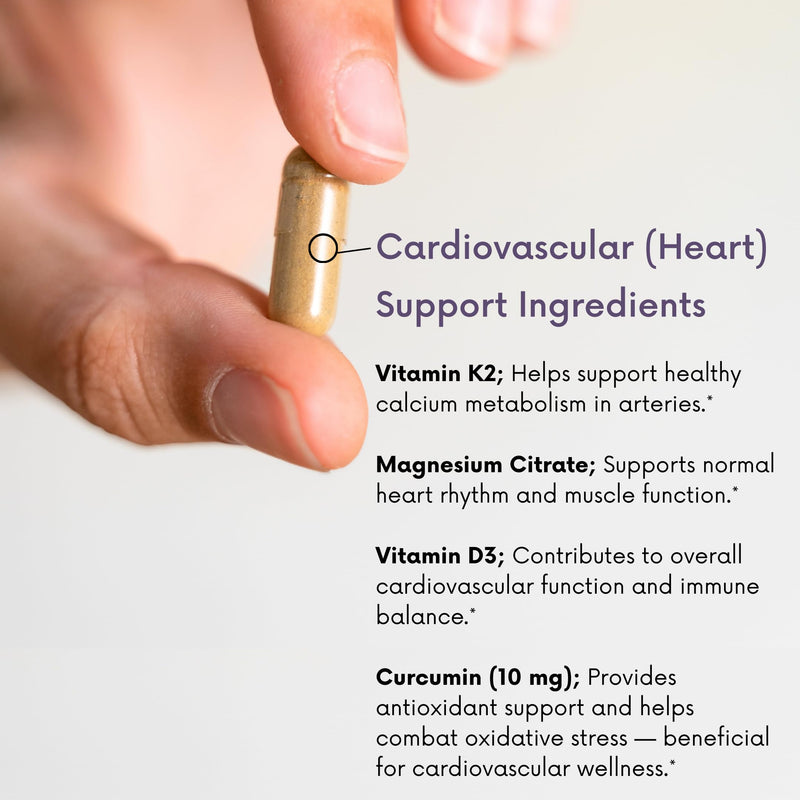 Bone and Heart Health Supplement | Magnesium Citrate, Calcium Citrate 200mg, Vitamin D3 500 IU, Vitamin K2, Curcumin | Bone Density, Calcium Absorption, Immune & Cardiovascular Support | 60 Capsules