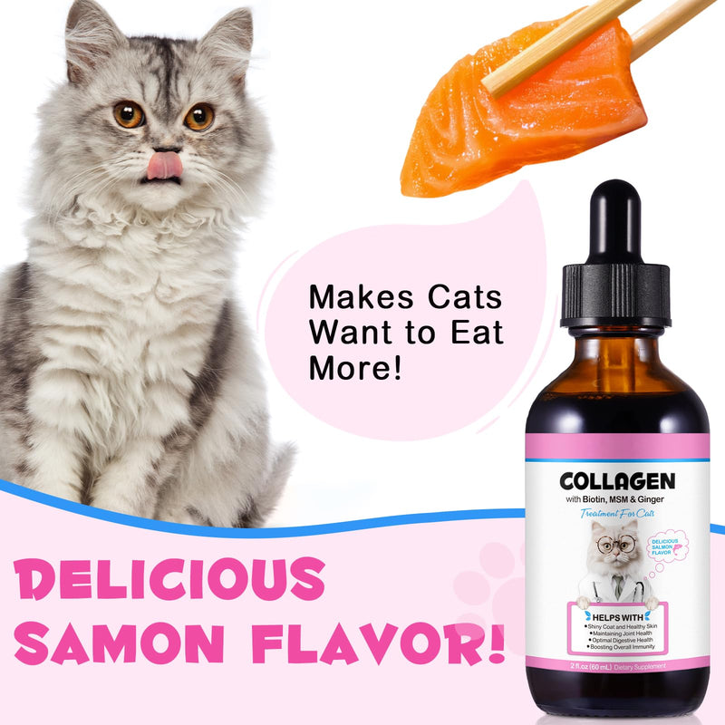Collagen for Cats, Liquid Collagen Drops for Cats - Supports Cat Skin & Coat Health, Digestive Health, Pet Supplies Cat Supplement Multivitamin - 60 ml