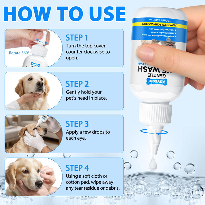 Dog Eye Drops 60ml, Eye Drops for Dog Cat Antibacterial for Infection, Dry, Itchy, Irritated, Gunky & Tear Stain Eyes (1) 1