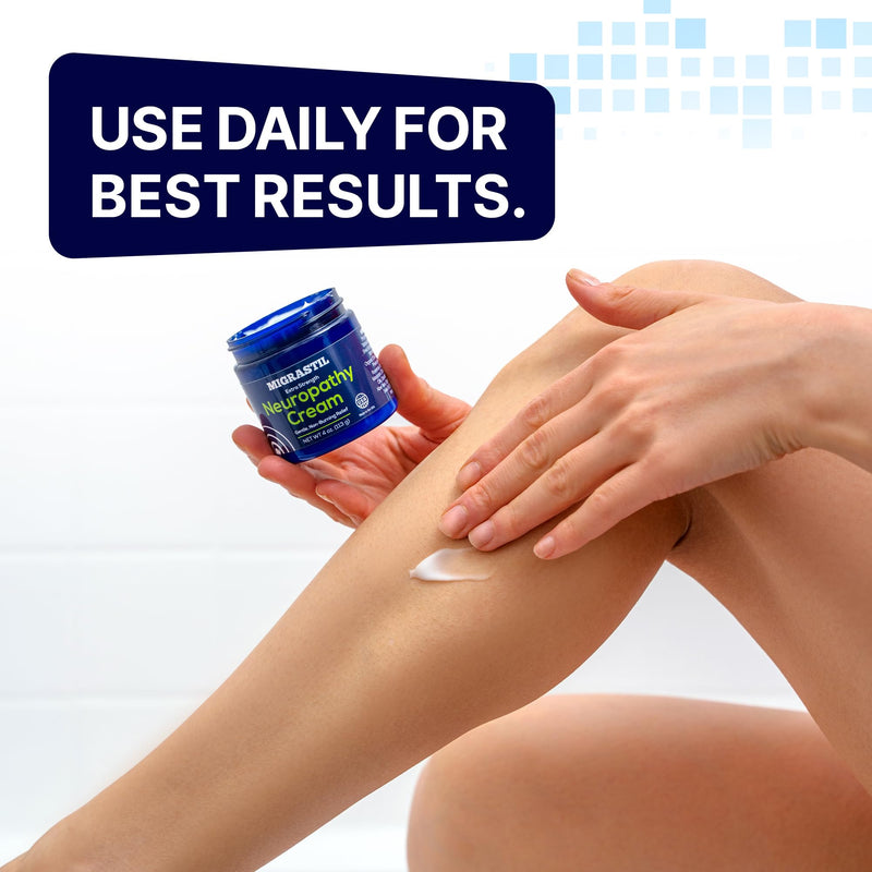 Basic Vigor Migrastil Neuropathy Relief Cream Extra Strength for Feet, Legs, and Hands 3-Pack. Made in The USA. Vegan and Cruelty-Free, Non-Greasy, Gentle, Non-Burning with Cooling Effect. Pack of 3