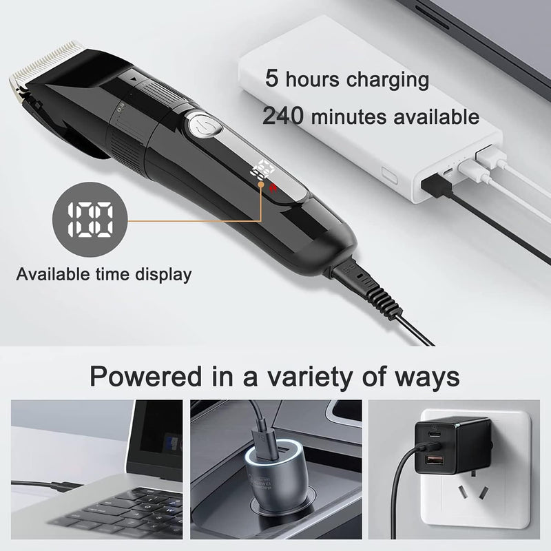 YOHOOLYO Hair Clipper Rechargeable Hair Trimmer Electric Cordless Haircut Kit Ceramic Blade for Men Kids Adults - BeesActive Australia