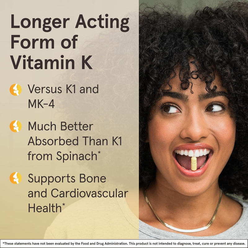 Jarrow Formulas MK-7 90 mcg - Bioactive Form of Vitamin K2-120 Servings (Softgels) - for Bone & Cardiovascular Health - Vitamin K2 MK-7 Dietary Supplement - Gluten Free (Pack of 2) 120 Count (Pack of 2)