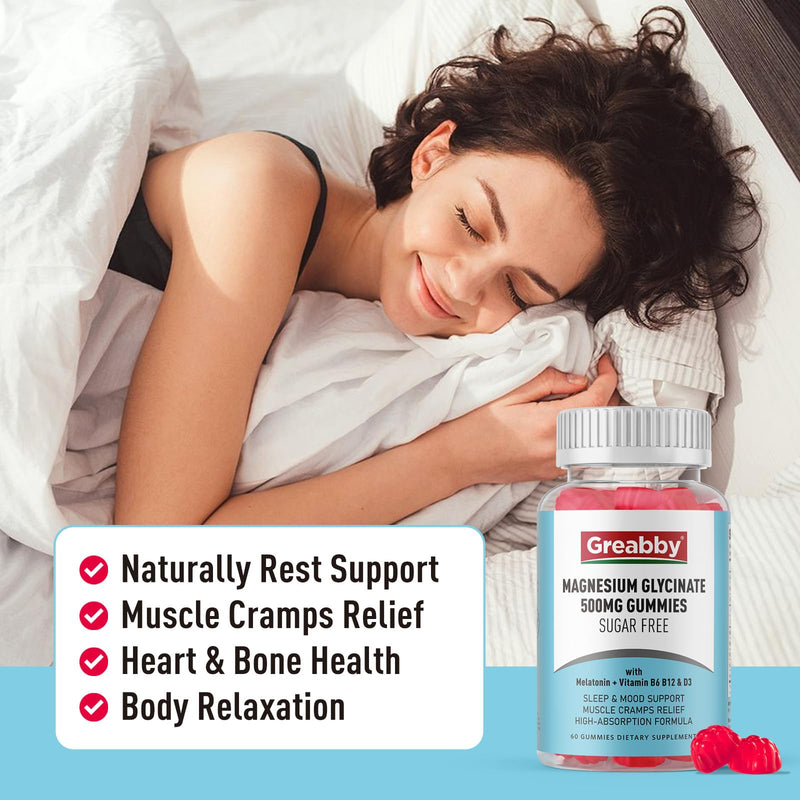 Magnesium Glycinate Gummies 500mg for Adults Sleep, 60 Count | Chewable Magnesium Gummies for Sleep, Muscle Relief & Magnesium Supply 1