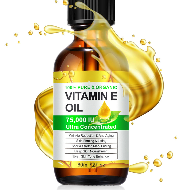 Vitamin E Oil, Vitamin E Oil for Skin, Face, Scars, Body, Moisturizing Dry Skin, 2Oz
