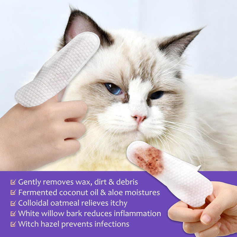 100Pcs Dog Ear Wipes, Pet Ear Cleaning Finger Wipes for Dogs & Cats, Soft Otic Cleaning Pads, Remove Wax, Dirt & Stop Smelly, Itchy, Non-Irritating Sooths & Deodorizes, Extra Wide Ear Wipes For Dog - BeesActive Australia