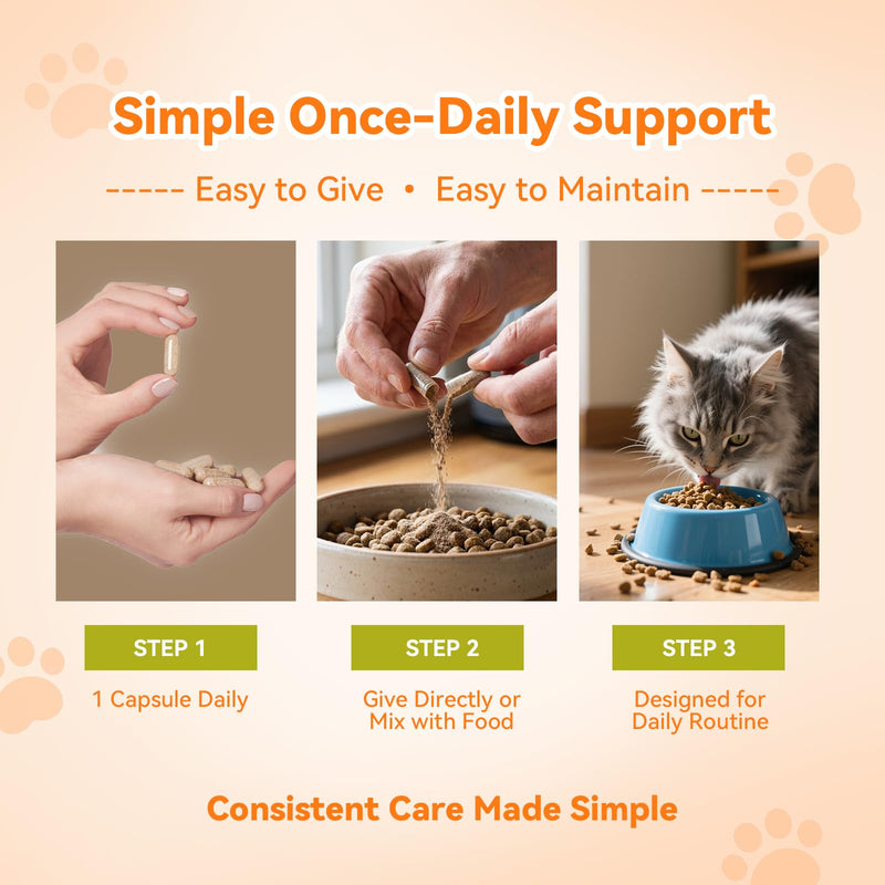 PUAINTA Cat Hairball Control – Alternative to Hairball Gel & Paste, Hairball Remedy for Cats, No Mineral Oil, Easy Capsule Supplement for Hairball Relief, Reduce Shedding, Skin & Coat (90 Count) 90 Count