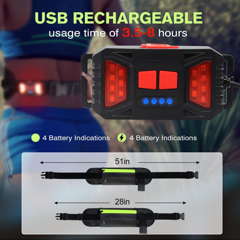 Running Light, 1000Lumens Running Belt Running Gear with 230°Rechargeable Night Running Light for Phone Waist Bag Light with Water Bottle Holder Slim Running Belt for Runners Sports Jogging Walking Black - BeesActive Australia