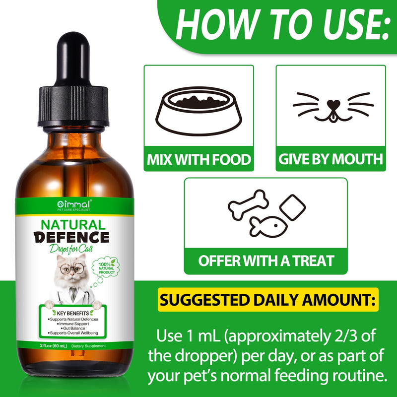 2Pack Natural Defence Drops for Cats, Cat Immune Support Drops, Cat Antibiotics for Infections - Supports Immune & Allergy Itch Relief, Suitable for All Breeds, Bacon Flavor