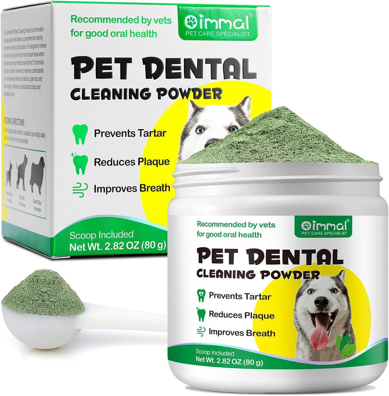 Pet Natural Dental Cleaning Powder for Oral Hygiene, Dental Powder for Small, Medium & Large Dogs Also for Cats. Reduces Plaque, Prevents Tartar, Improves Breath. No Brushing Needed. (80, Grams) 80 Grams