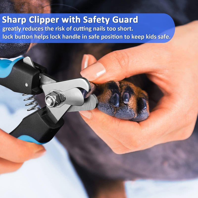 YABIFE Dog Nail Trimmers and Dog Nail Clippers Kit, Whisper Quiet Electric Grinder with Light, for Small, Medium, Large Dogs, Cats Toenail Grooming, 3 Speeds AB-blue scissor - BeesActive Australia