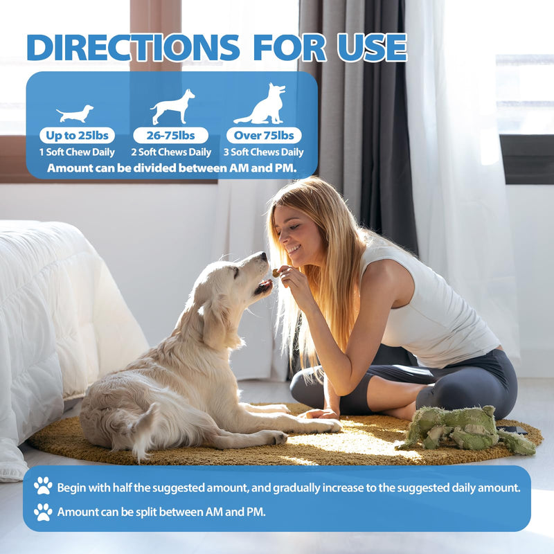 Dog Hip and Joint Soft Chews, Dogs Joint Health Supplement with Glucosamine, Turmeric and MSM, Joint Support for Dogs Natural Chicken Flavor -100ct