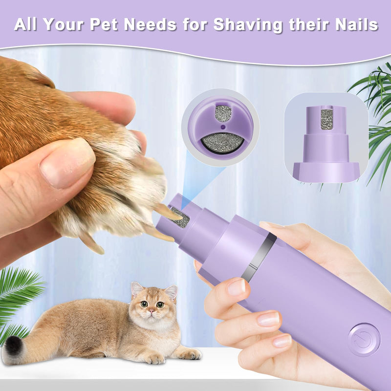 Veeconn Dog Grooming Clippers Kit-Electric Rechargeable Cat Trimmer Tools-Cordless Quiet Pet Nail Paw Grinder-4 in 1 Multifunctional Low Noise Shaver-Razor for feet Face Ears Toenail Eye Purple - BeesActive Australia