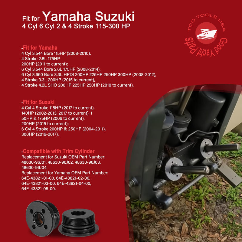 Yoursme Trim & Tilt Cylinder End Cap with Seals for Yamaha Outboard 48630-96J01 (2PCS)