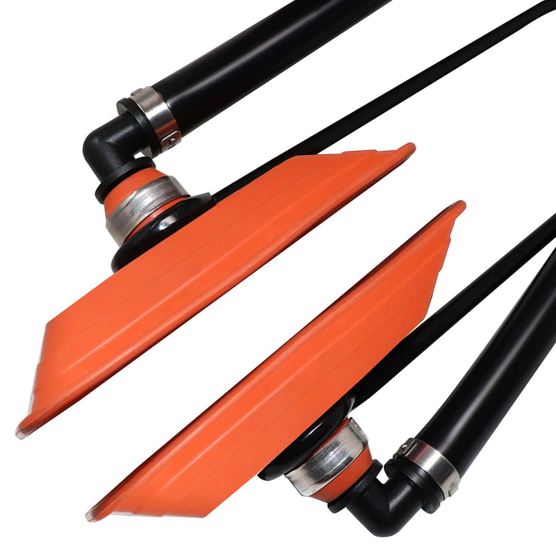 Steel Dual Feed Muff Style Heavy Duty Steel Boat Motor Flusher | Use for Antifreeze Winterization or Common Water Flush | 5/8 Inch Standard Garden Hose Connection Orange