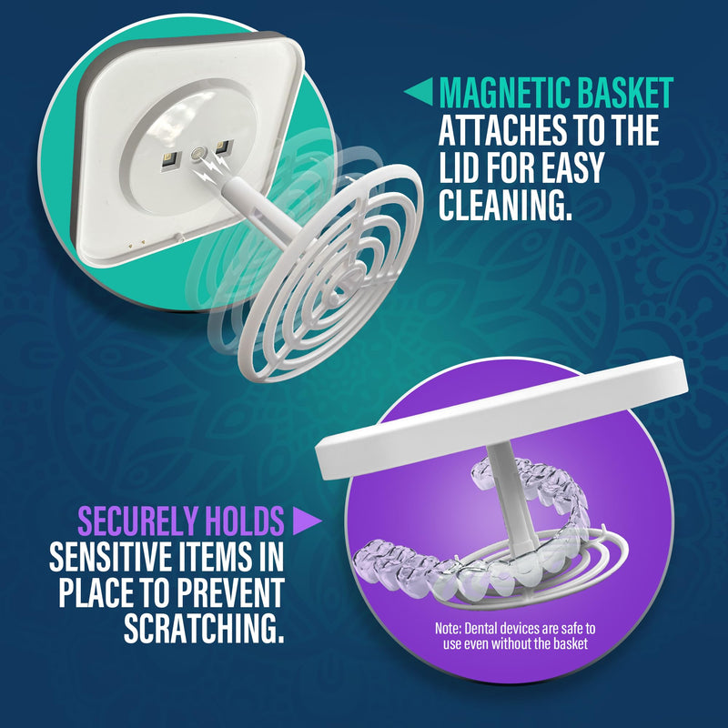 GuruNanda Retainer & Aligner Cleaning Pod for Retainers, Dentures, Mouthguards, Aligners, & Jewelry, 3 Modes, 45kHz Ultrasonic Retainer Cleaner, 190 ml capacity Retainer Pod - BeesActive Australia