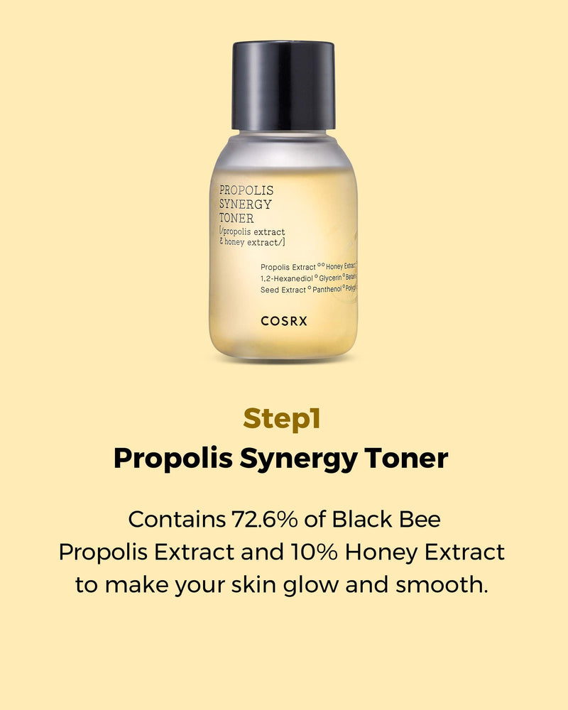 COSRX Honey Glow Kit, Korean Skin Care Set with Propolis Facial Toner, Serum, & Cream, Mini Travel Essentials, Deep Moisture, Hydration, Nourishment, Travel Size Gift Set, Korean Skin Care - BeesActive Australia