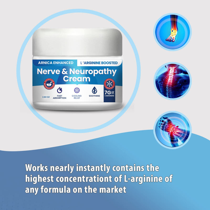 Neuropathy Cream Arnica Enhanced and L’Arginine Boosted Formula - Maximum Strength Relief for Foot, Hands, Legs, Toes Includes 7grams of L’Arginine; Vitamin B6, MSM, Arnica, Aloe -2.82oz