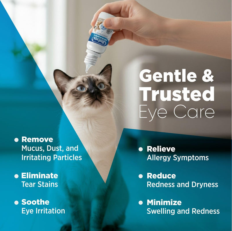 Dog Eye Drops - Cat Eye Drops - Vet Recommended Pet Eye Drops to Clean and Soothe Eye Infections, Allergies, Dry & Pink Eyes, Tear Stain Remover for Dogs, Cats, Horses & Birds (30 ml) 30 ml
