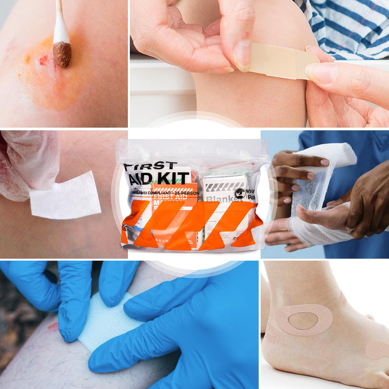 RHINO RESCUE 220 Pieces First Aid Kit Refill Bag, Emergency Extra Replacement Supplies, Includes Medical Bandages, Gauzes & Pads for Home, School & Car Red 220 Piece