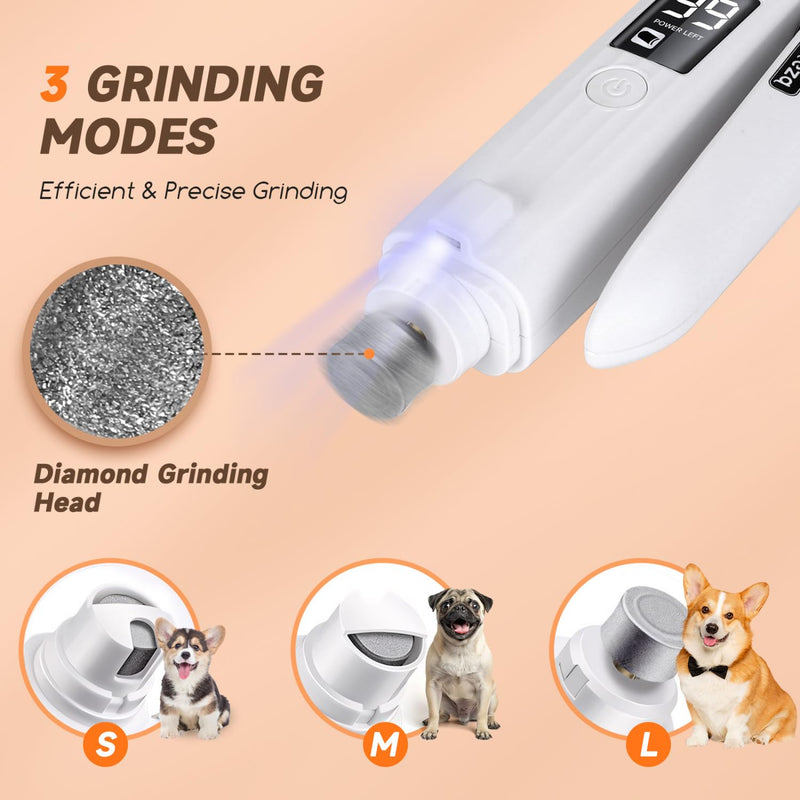 Nobleza claw grinder for dogs and cats, claw scissors 2 in 1 with 2 LED lights, electric claw trimmer with LED display for pets, nail scissors with protective cover for medium small dogs - BeesActive Australia