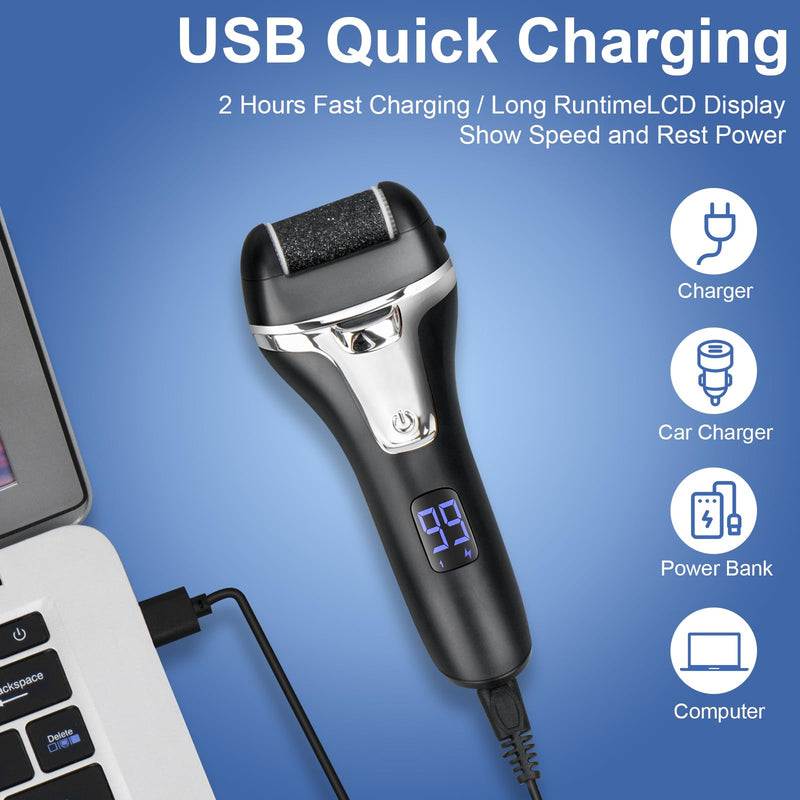 Electric Foot File Callus Remover for Feet - 9 pcs Roller Heads,2 Speed Foot Care Kit Waterproof Pedicure Tools,Rechargeable Foot Scrubber Pedicure kit for Dead Hard Cracked Dry Skin.