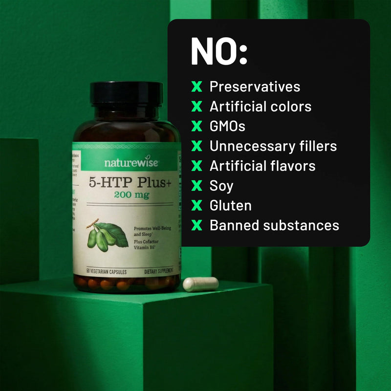 NatureWise 5-HTP 200mg Supplement from Griffonia Seeds with Cofactor Vitamin B6 - Mood Support and Natural Sleep Aid for Adults - Delayed-Release, Vegan - 30 Count[1-Month Supply] 30 Count (Pack of 1)