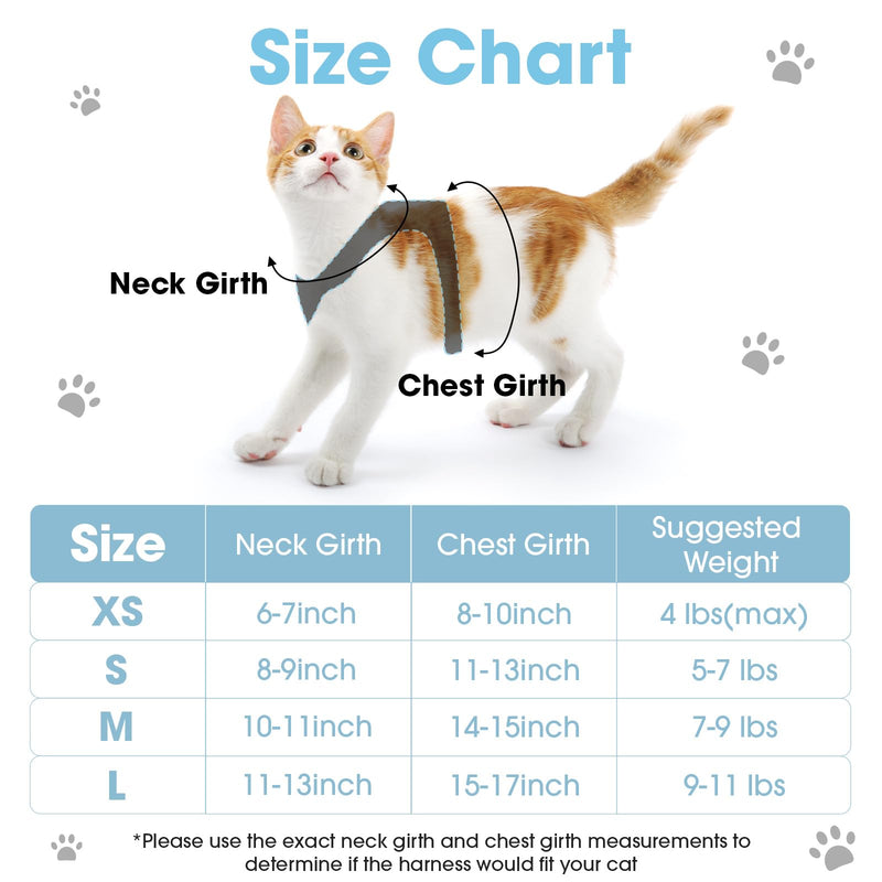 Cat Vest Harness and Leash Set for Walking Escape Proof, Adjustable Kitten Harness Breathable Mesh with Reflective Strips Harness for Kitty Puppy Bunny (Blue, XS) Blue - BeesActive Australia