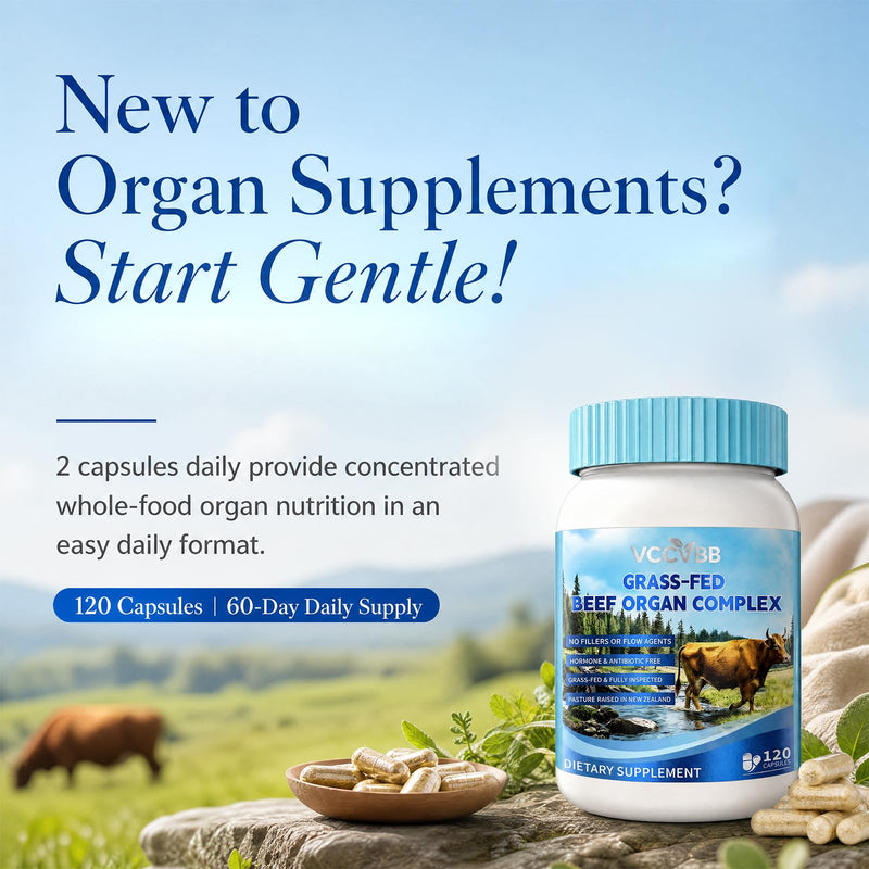 Beef Organ Supplements for Women, Grass-Fed Pasture-Raised, 120 Capsules | With liver, kidney, heart and uterine tissue plus iron and vitamin nutrients for daily wellness support