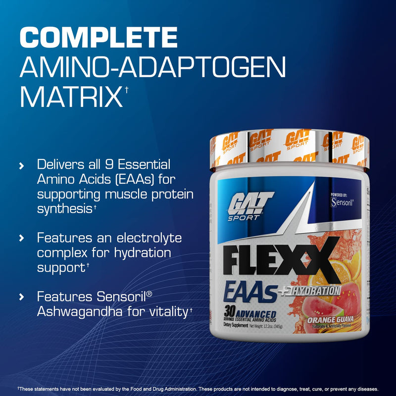 GAT SPORT Flexx EAAs + Hydration, Advanced Essential Amino Acids, 30 Servings (Blue Razz) Blue Raspberry - BeesActive Australia