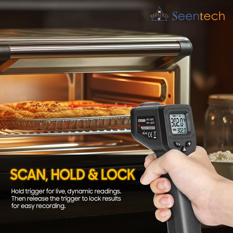 Seentech DT8380BH Industrial Infrared Thermometer - Non-Contact Temperature Tester for Kitchen & Industrial Use, -50°C to 380°C Range, High Precision with Laser Targeting (DT8550DH) DT8550DH