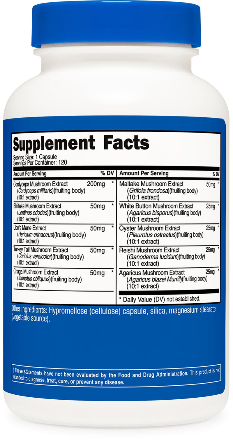 Nutricost Mushroom Complex Supplement, 120 Capsules - 10 Mushroom Blend (with Reishi, Maitake, Shiitake, Lion's Mane, and More) - Non-GMO and Gluten Free