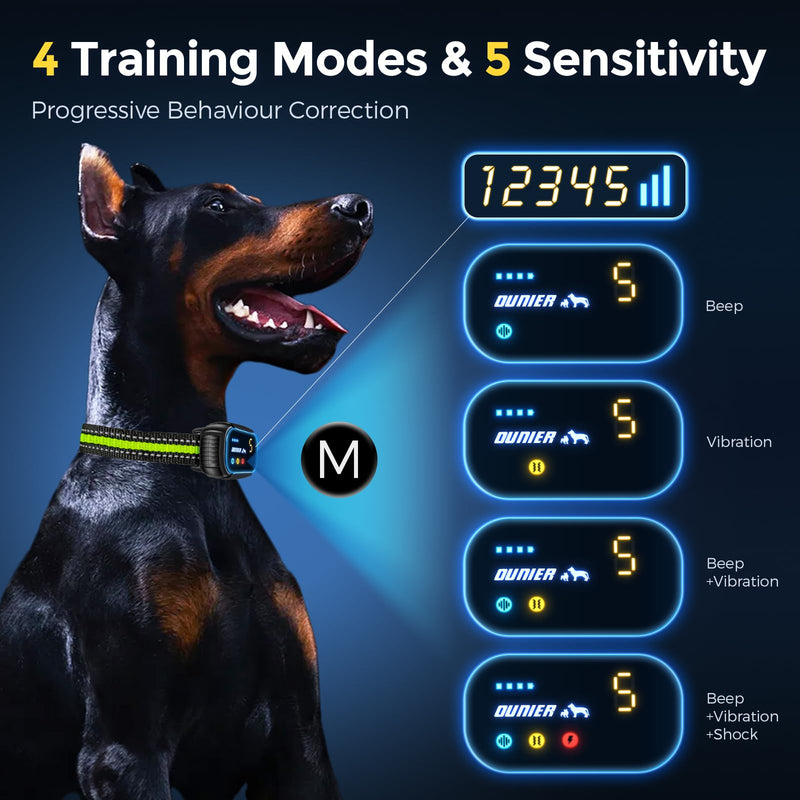 Dog Bark Collar 2 Pack, Rechargeable Smart Bark Collar for Large Medium Small Dogs 10-150lbs with Barking Count Record, Anti Barking Training Collar with 5 Adjustable Sensitivity Beep Vibration Shock - BeesActive Australia