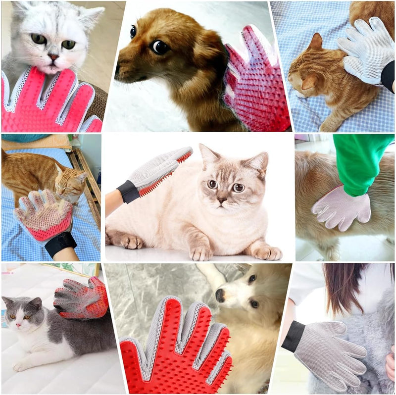 1 pair of cat gloves, cat gloves grooming, double-sided cat brush glove, fur glove for cats, pet glove for short hair and long hair - BeesActive Australia