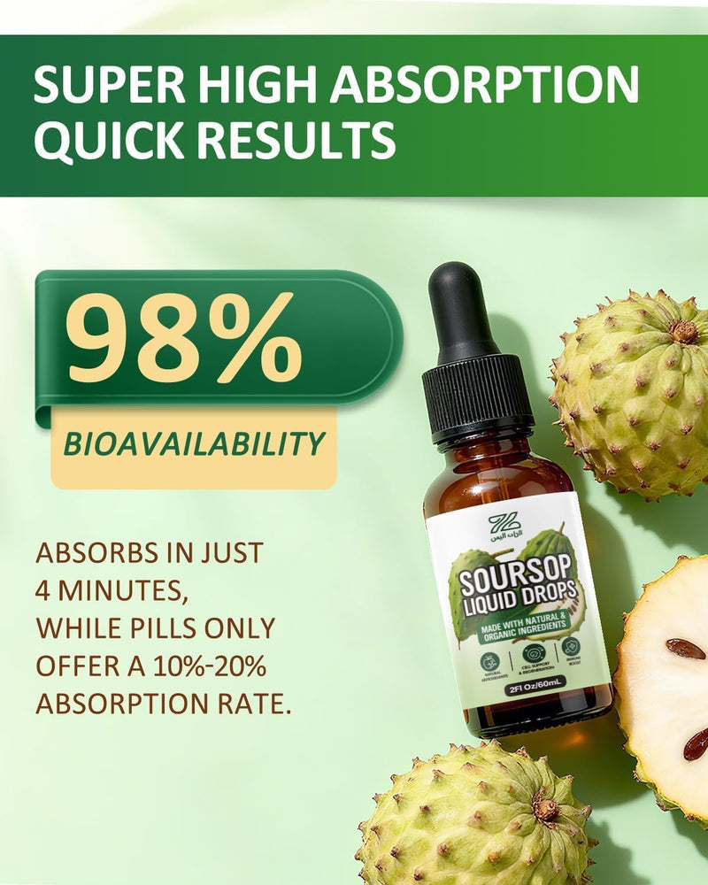Soursop Liquid Drops 9-in-1 Botanical Blend with Black Seed | Sea Moss, Moringa, Turmeric, Oregano, Supports Overall Wellness, Vegan, Non-GMO, 2 fl oz