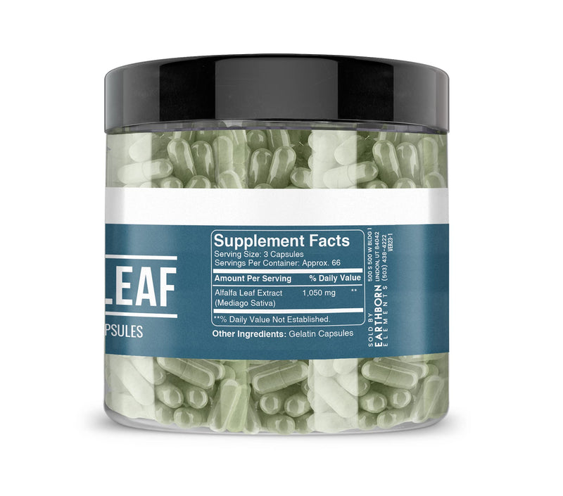 Earthborn Elements Alfalfa Leaf 200 Capsules, Pure & Undiluted, No Additives 200 Count (Pack of 1) - BeesActive Australia
